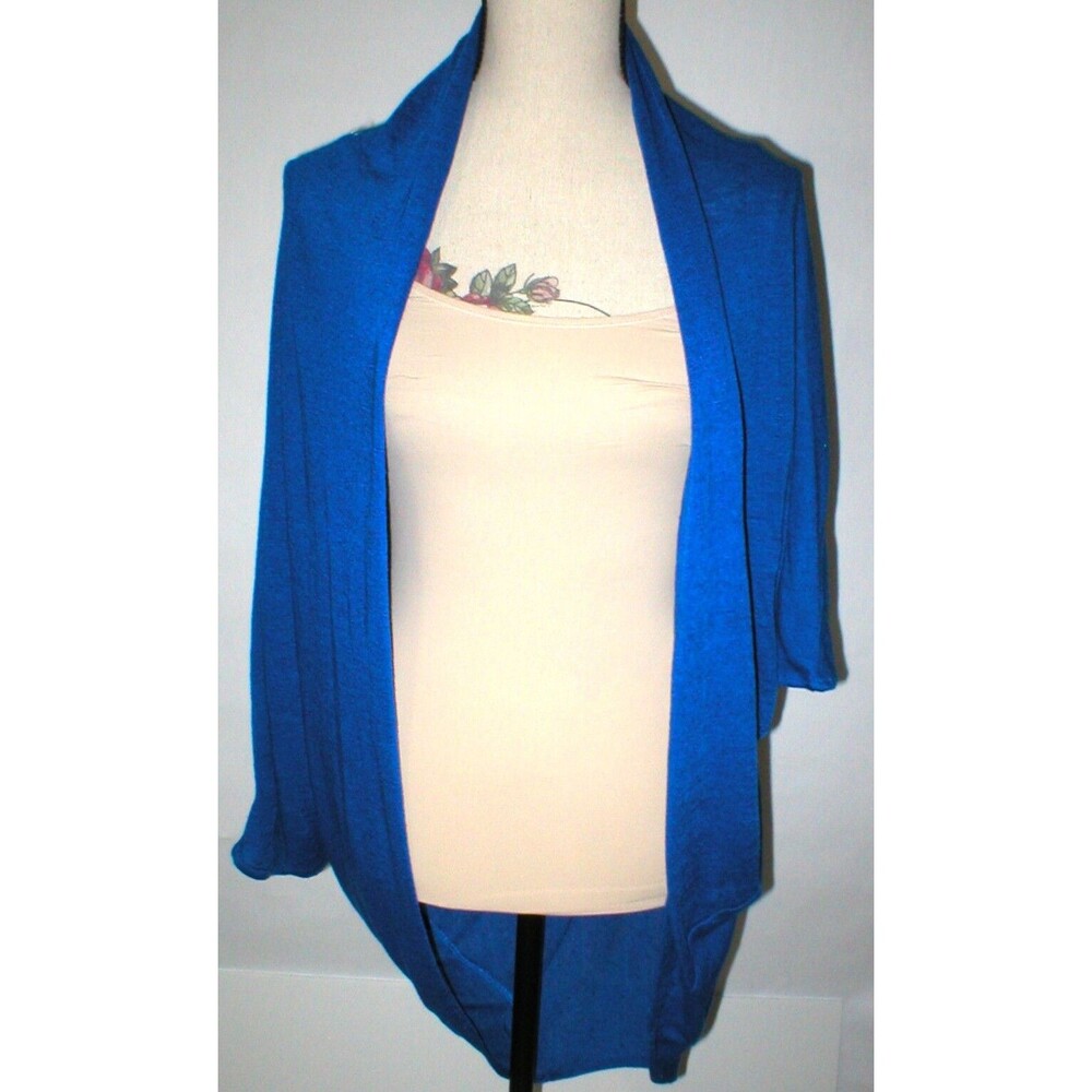 NWT Open Cardigan Jacket L Wrap New Alternative Apparel Blue Womens Linen Blend